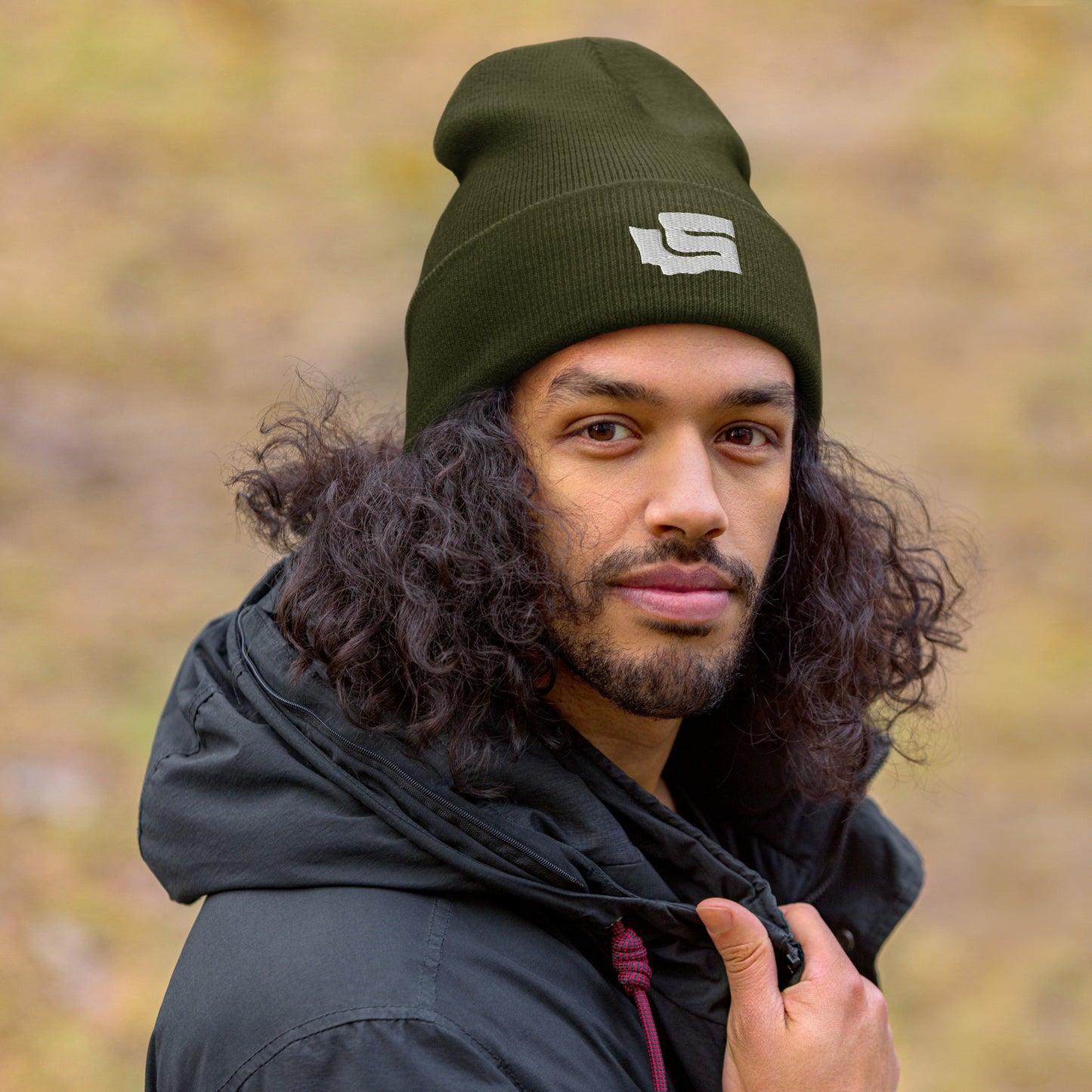 State-S Cuffed Beanie - Olive (Unisex)