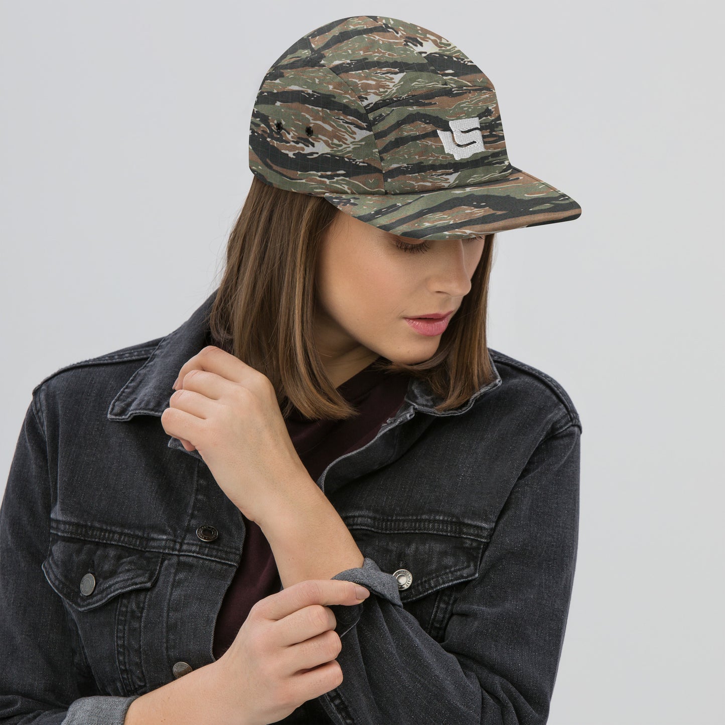 State-S Five Panel Hat - Green Tiger Camo (Unisex)