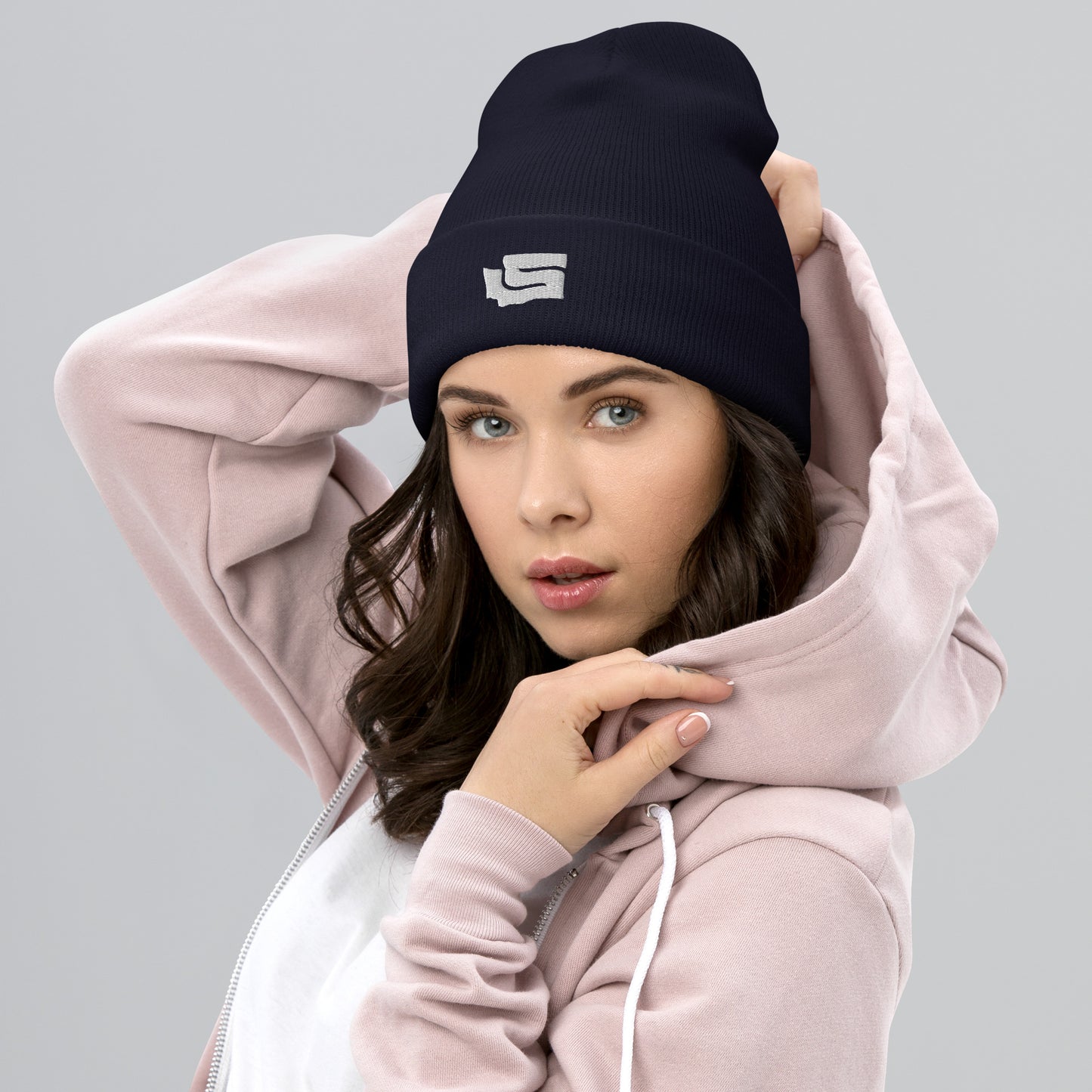 State-S Cuffed Beanie - Navy (Unisex)